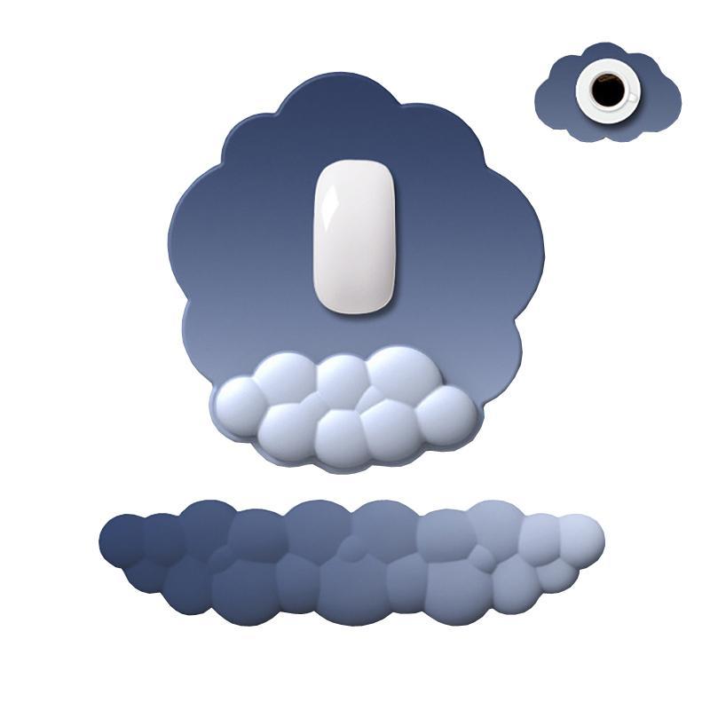 3 Piece Cloudy Gradient Memory Foam Wrist & Mouse Pad Set Blue+Gray - Navy Blue+Gray