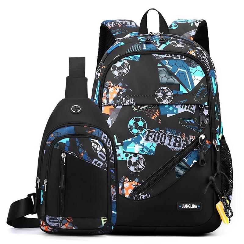 V562-4006374060DBT-202508281315-00 Lightweight 2-in-1 Backpack and Chest Bag for Men - Blue Football - Green Football - Image 1