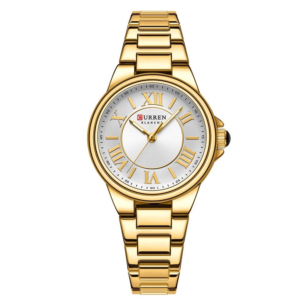 V562-4006934060DBT-202508281115-00 Waterproof Women Watch with Steel Strap - Casual Design - Golden Shell White - Image 1