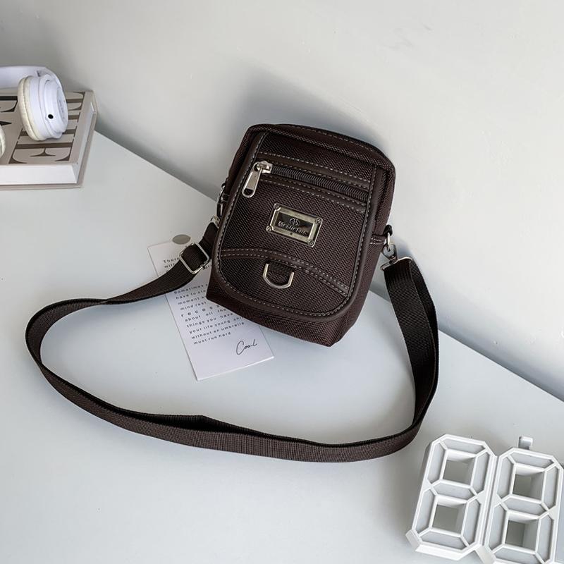 V562-4017563060DBT-202508282253-00 Compact Black Oxford Shoulder Crossbody Backpack With Single Strap For Men - Brown Small - Image 1