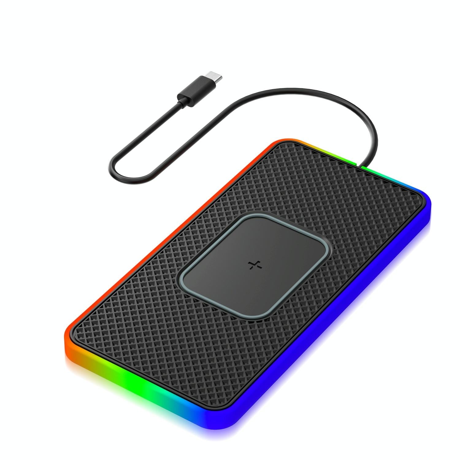 V562-4032373060DBT-202508281520-00 15w 2-in-1 Car Wireless Charger with Non-slip Mat and Colourful Light - 0.3m Usb Cable - Usb-C/Type-C Cable 0.3M - Image 1