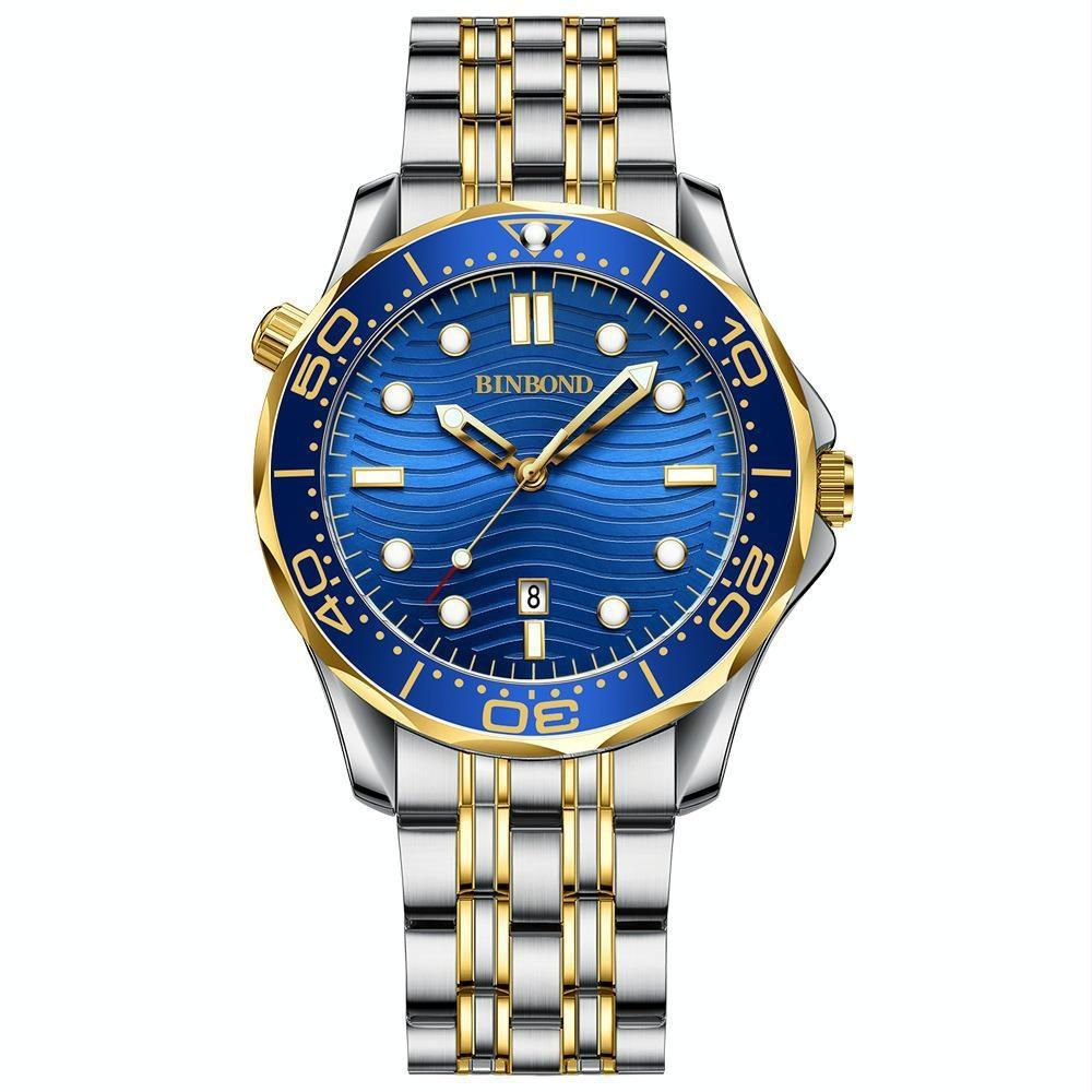 V562-5028043060DBT-202508280135-00 Waterproof Men Sports Watch - Inter-gold Blue Surface Binbond B2820 Luminous - Image 1