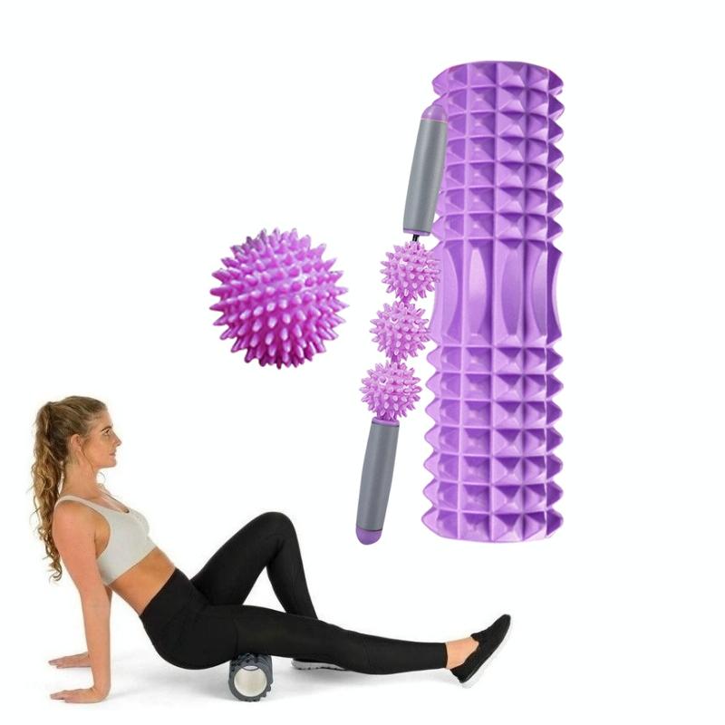 V562-5095826650DBT-202508280310-00 3-In-1 Eva Foam Roller Set For Muscle Relaxation 45Cm Length Purple - Image 1
