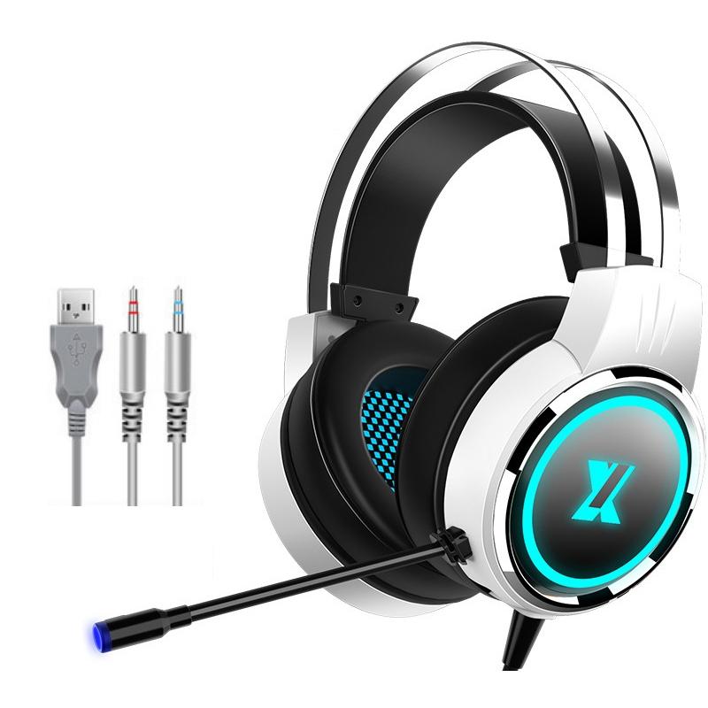 V562-5196961060DBT-202508280120-00 X8 Double Hole Gaming Headset With Mic Stars White - Image 1