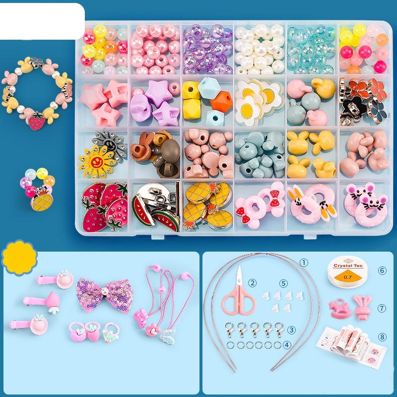 V562-6024852060DBT-202508280110-00 Diy Beaded Jewelry Set For Kids 24 Grids Fruit & Seasons - Image 1