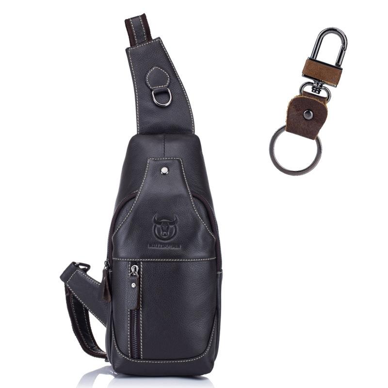 V562-6031313850DBT-202508280236-00 Retro Leather Crossbody Chest Bag For Men Black + Buckle - Image 1