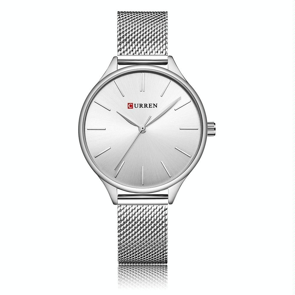 V562-6037934060DBT-202508280835-00 Waterproof Women Quartz Watch with Steel Strap - Casual Design - White Shell White Surface - Image 1