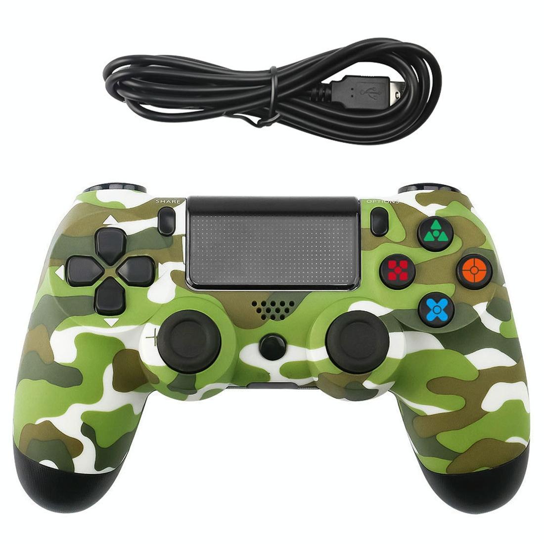 V562-6701TN-202508271142-00 Snowflake Button Wired Gamepad for Ps4 - Green Camouflage - Image 1