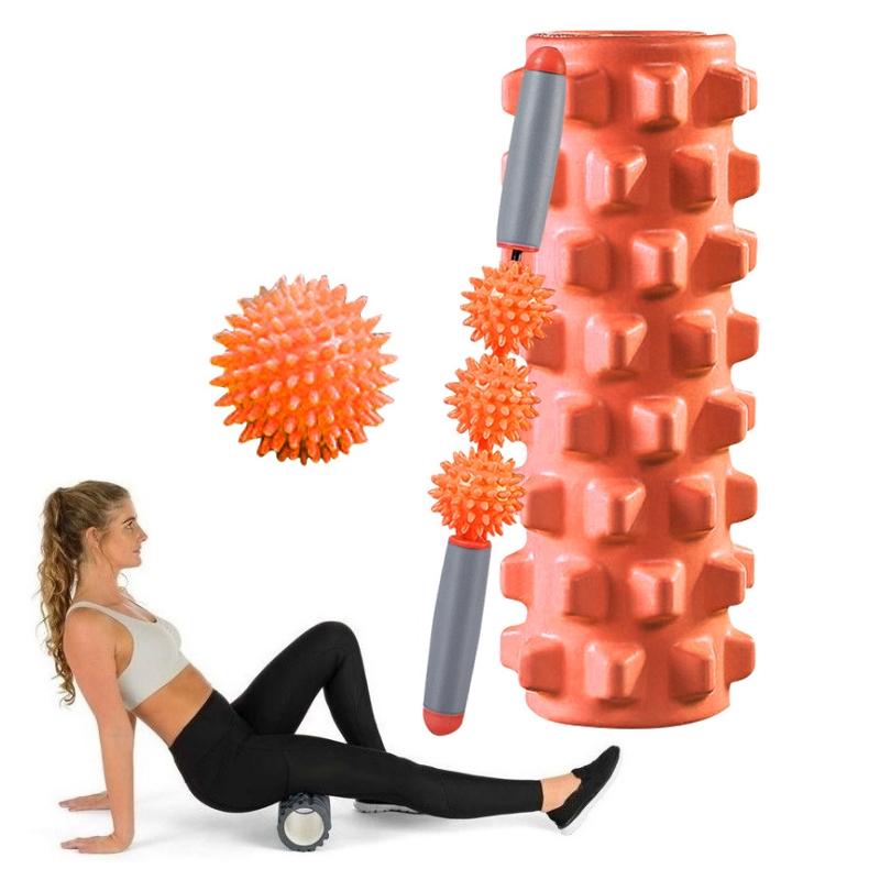V562-8195826650DBT-202508272353-00 3-In-1 Eva Foam Roller Set 45Cm Length Orange Wolf Tooth - Image 1