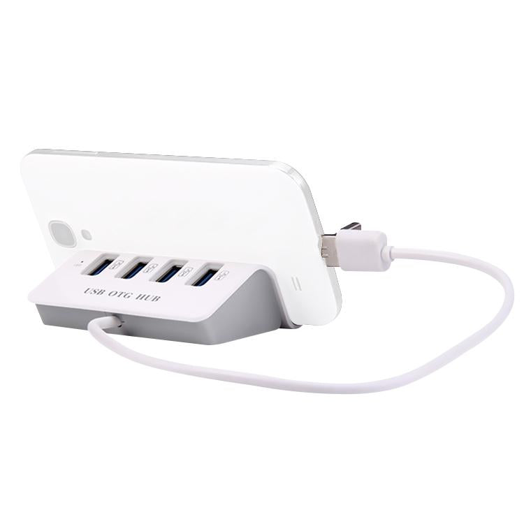 V562-8771CP-202508280437-00 4-In-1 Micro Usb / Usb To 4 Usb 2.0 Otg Docking Station With Stand - Image 1