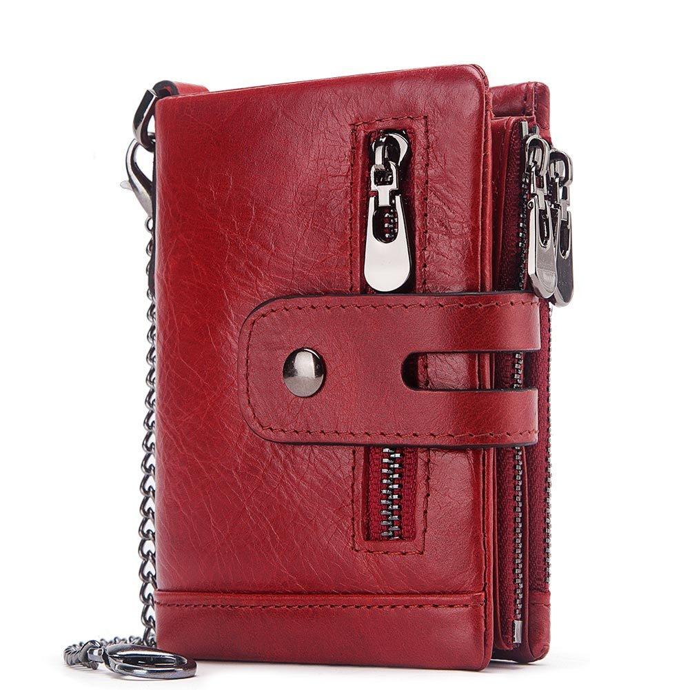 V562-A1008202750DBT-202508281645-00 Men Rfid Leather Tri-fold Wallet - Secure & Stylish - Red - Image 1