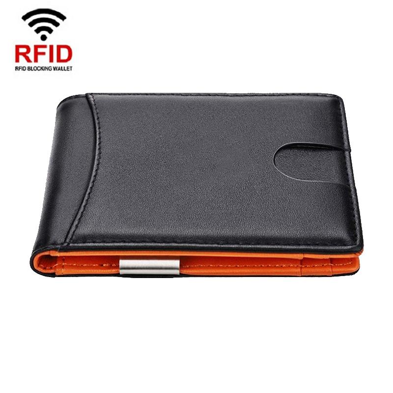V562-A1017593060DBT-202508281916-00 Men Vintage Leather Rfid Wallet - Flat Pattern Orange Inner - Image 1