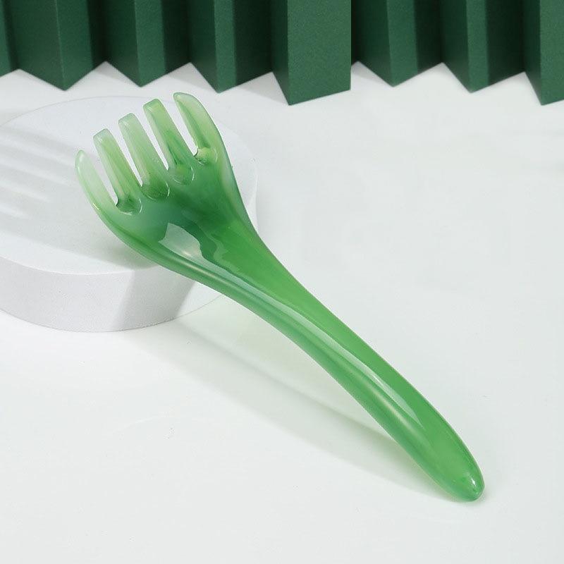 V562-A1021314060DBT-202508292315-00 Stress-Reducing Massage Comb 5 Claws Meridian Therapy - Green - Image 1