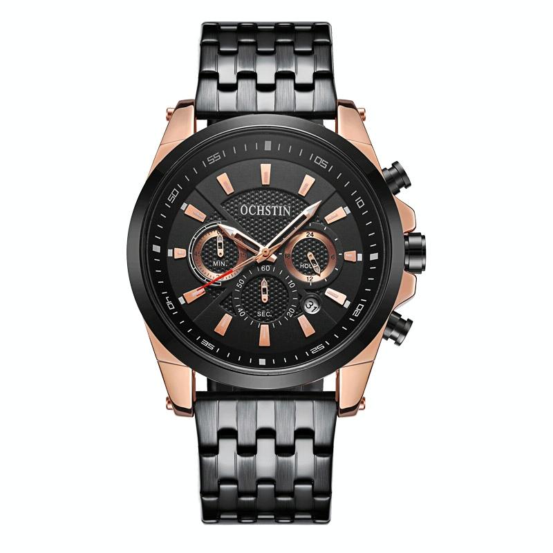 V562-A104050400ADE-202508281026-00 Multifunctional Steel Strap Men Watch - Fashionable Quartz - Black - Image 1