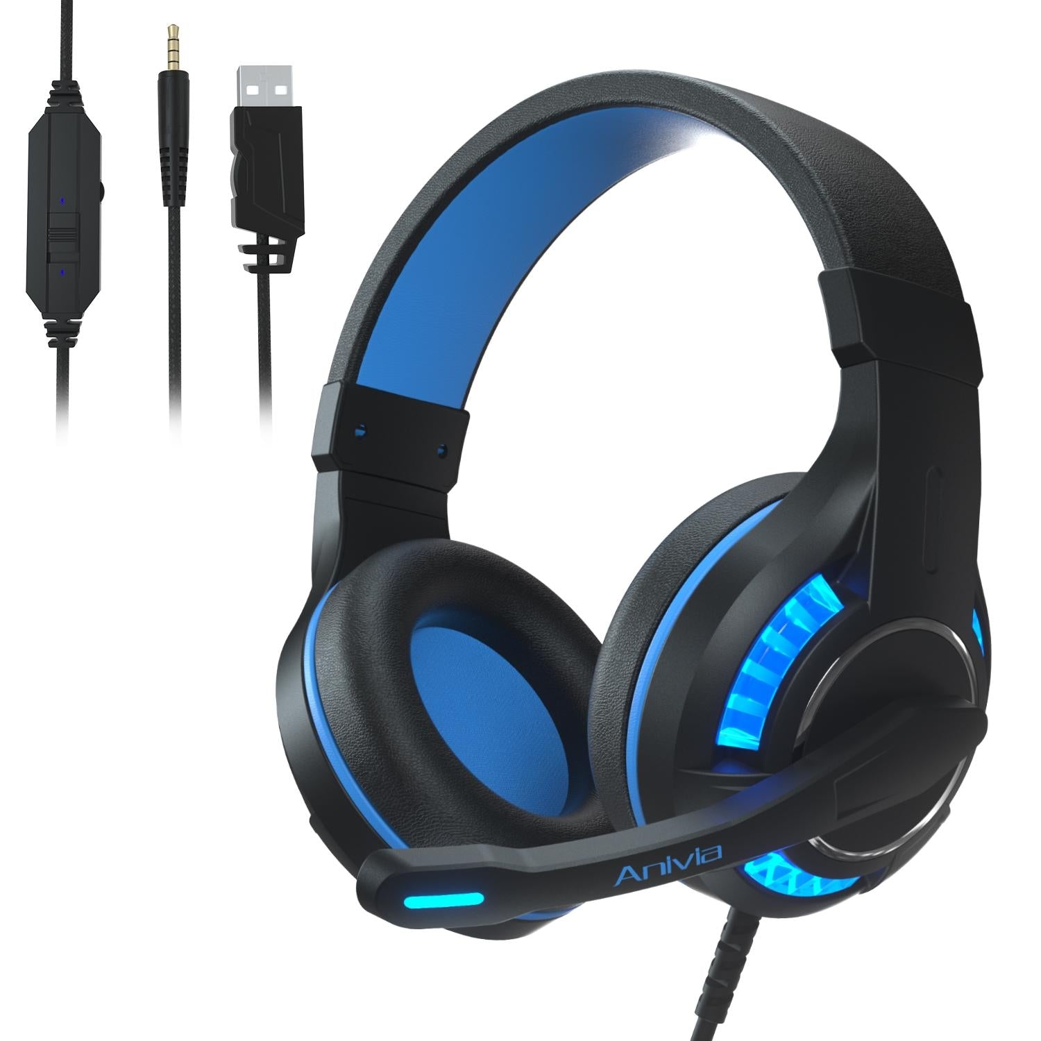 V562-A106083200ADE-202508280752-00 Adjustable Gaming Headset With Mic Black / Blue - Image 1