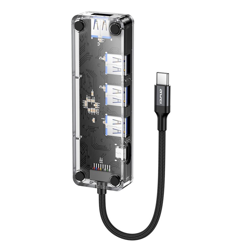 V562-A106535700ADE-202508280040-00 4-In-1 Type-C To Usb 3.0 Hub Adapter Grey - Image 1