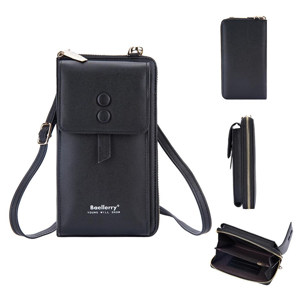 V562-A1077583060DBT-202508291050-00 Adjustable Crossbody Phone Bag With Multi Card Slots - Black - Image 1