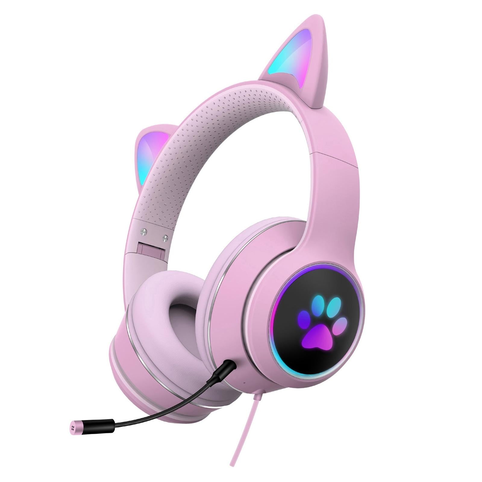 V562-A109424100ADE-202508292115-00 Foldable Led Headset With Mic Usb + 3.5Mm Port - Pink - Image 1