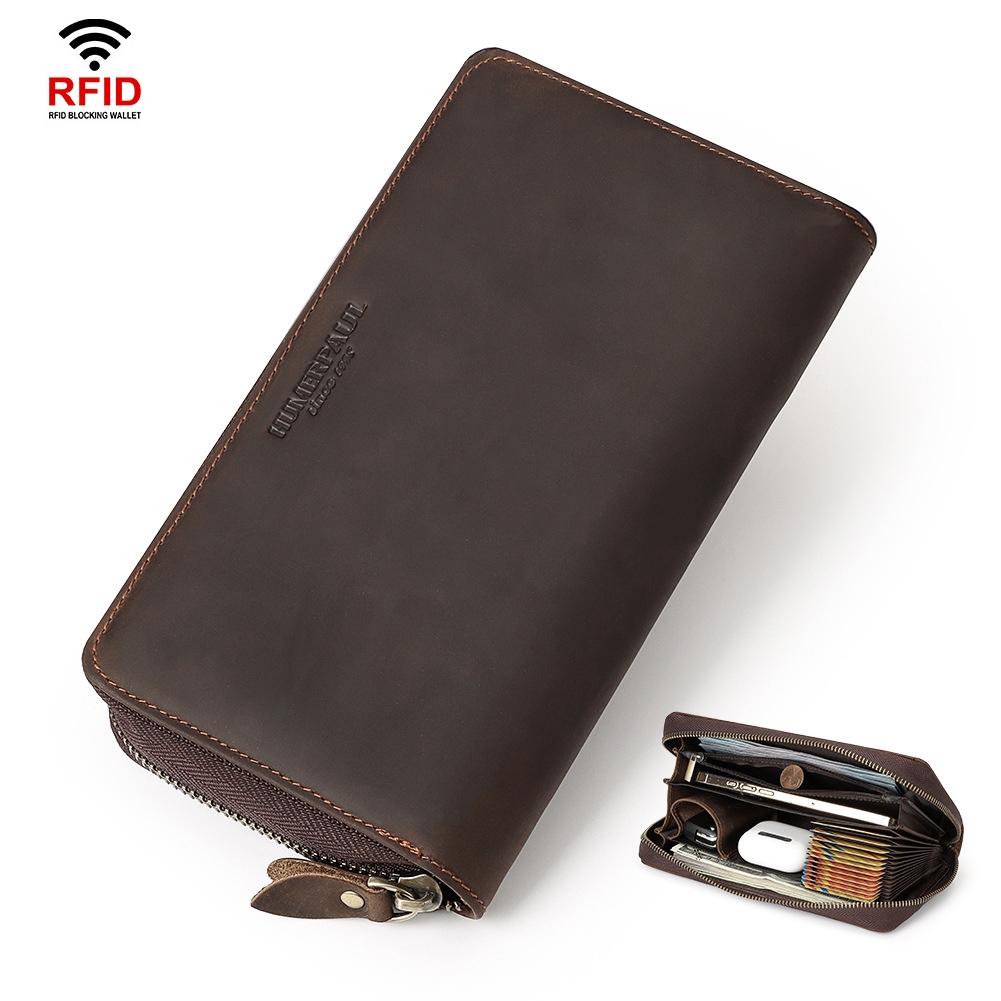 V562-A1097093060DBT-202508271050-00 Leather Rfid Men Wallet - Coffee Multi-card - Image 1