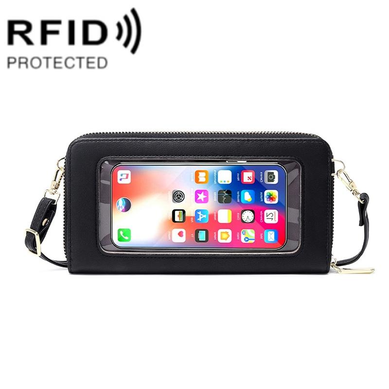V562-A1098672060DBT-202508291220-00 Anti Theft Rfid Cross Body Phone Bag With Touch Screen - Black - Image 1