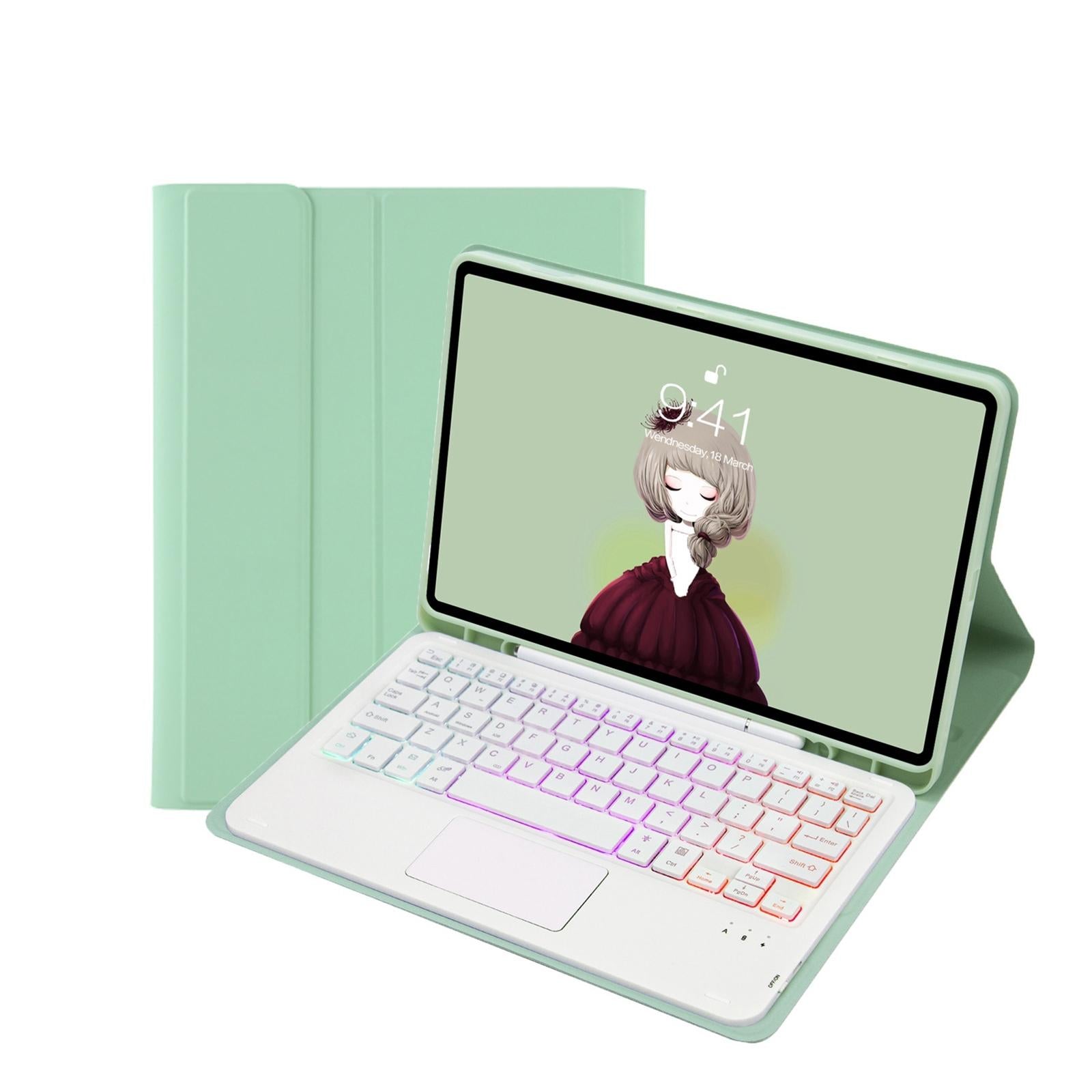 V562-A200610300ADE-202508290910-00 Bluetooth Keyboard Leather Tablet Case For Ipad 10.2 / 10.5 / Air 2019 With Touch Pad & Backlight - Sky Blue - Image 1