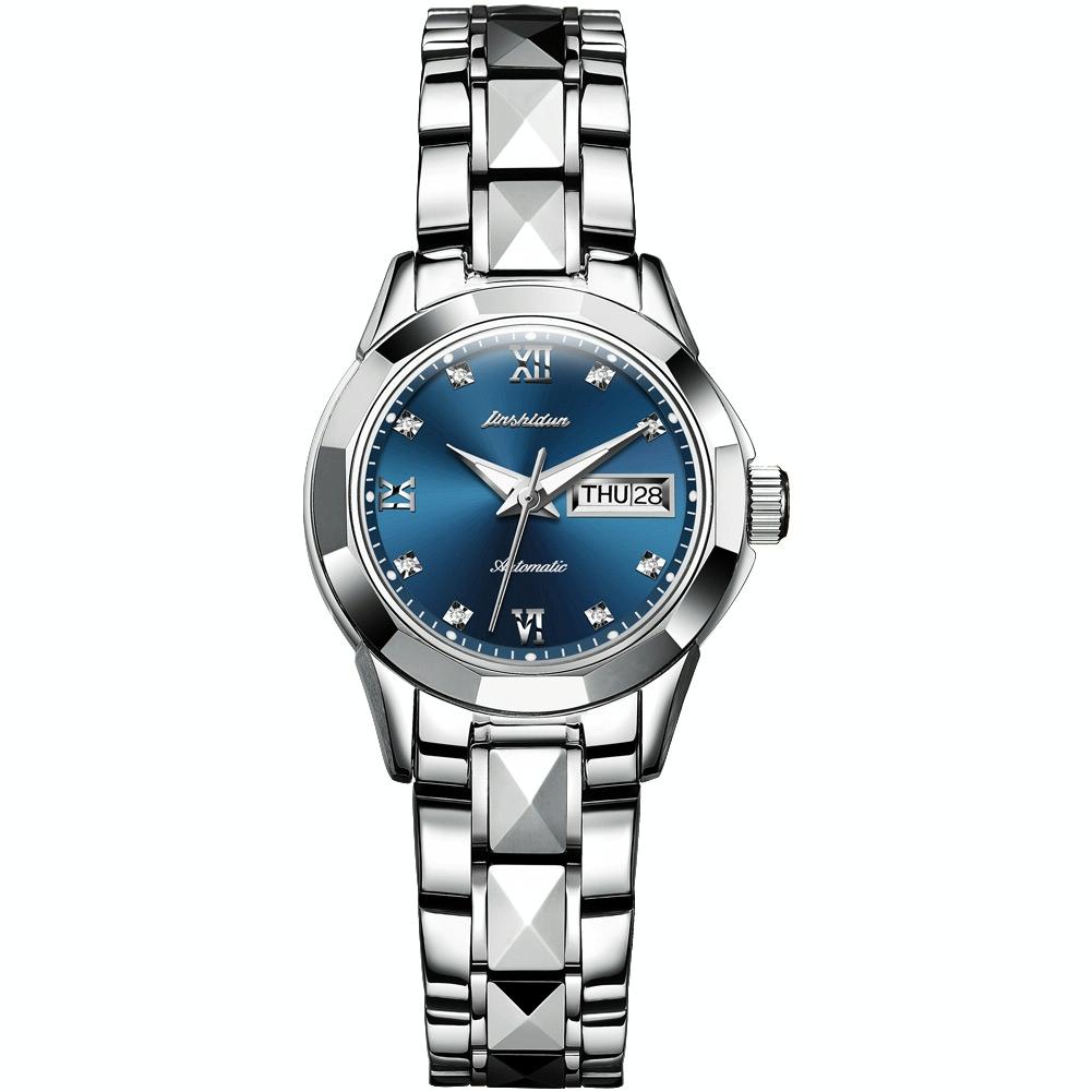Stylish Waterproof Luminous Women Automatic Watch - 8813 - Silver Blue