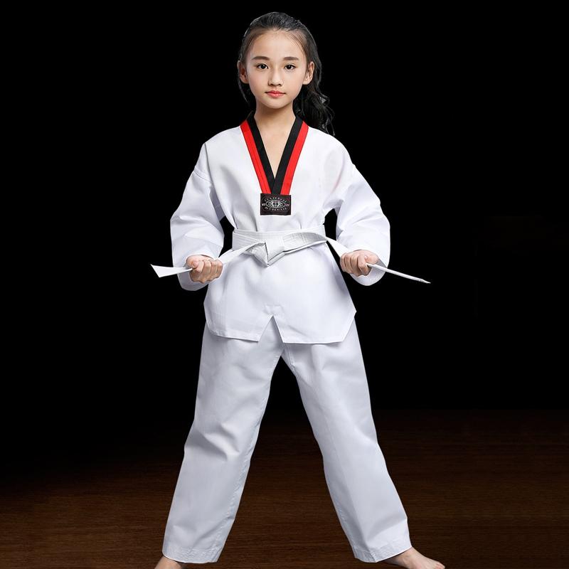 V562-A4081134060DBT-202508290510-00 Taekwondo Training Uniform Child & Adult Cotton Clothing Size 130 - Striped Long Sleeves - 160 - Image 1