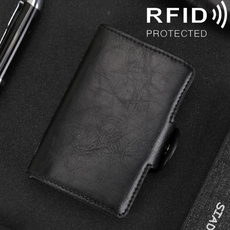 V562-B0700BCC-202508280906-00 Leather Rfid Blocking Card Wallet - Multi-functional - Black - Image 1