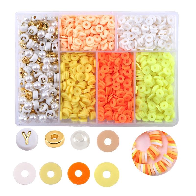 V562-B1003652060DBT-202508290725-00 6 Piece Soft Pottery Beading Set For Diy Bracelets & Necklaces - Orange - Image 1
