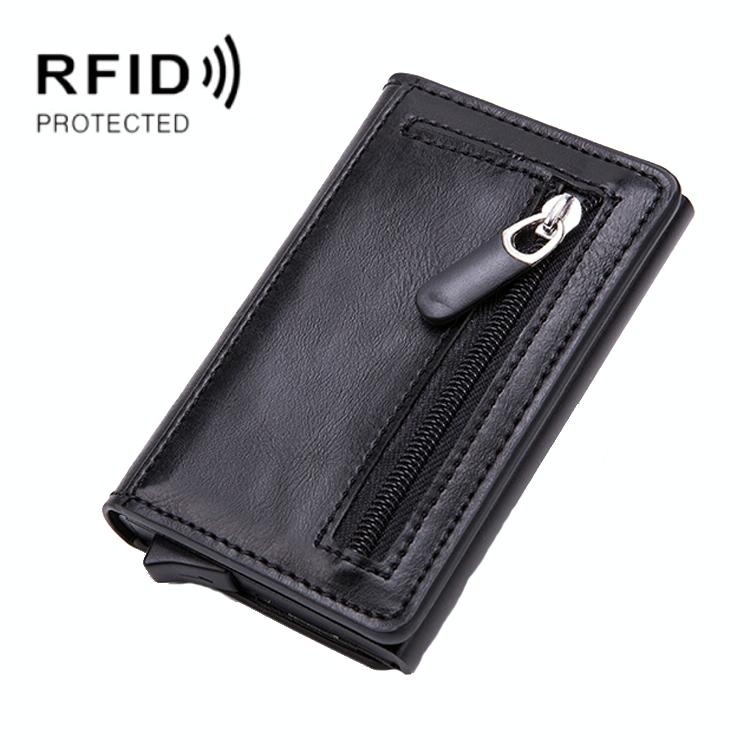 V562-B1009682950DBT-202508281316-00 Stainless Steel Rfid Credit Card Holder - Compact Design - Black - Image 1