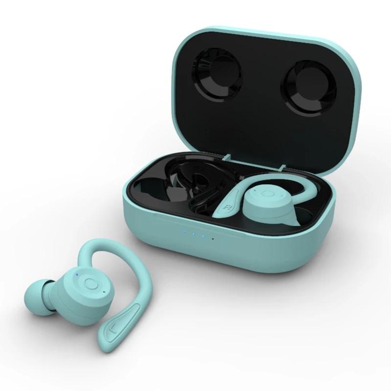 V562-B101045100AYS-202508281811-00 Waterproof T20 Tws Bluetooth Earphones with Charging Box and Noise-cancelling Hooks - Blue - Image 1