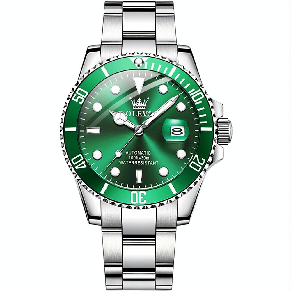 V562-B102337400ADE-202508281346-00 Waterproof Mechanical Watch for Men with Luminous Dial - Green - Image 1