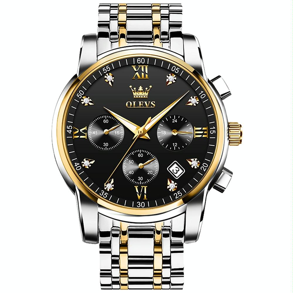 V562-B102547400ADE-202508282035-00 Waterproof Quartz Watch for Men - Multifunctional Business Design - Black + Gold - Image 1