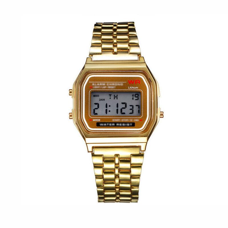 V562-B104317050DBT-202508290845-00 Waterproof Led Digital Quartz Wristwatch - Unisex - Gold - Image 1