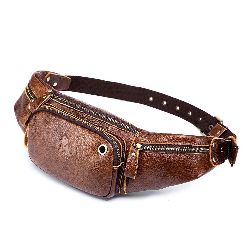V562-B1052822060DBT-202508291116-00 Vintage Leather Waist Bag For Men - Brown - Image 1