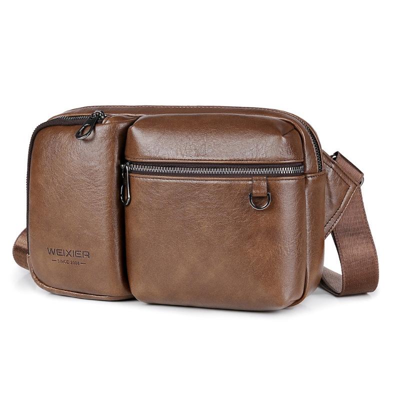 V562-B1071305060DBT-202508291117-00 Large Capacity Men Crossbody Bag Casual Pu Messenger - Brown - Image 1