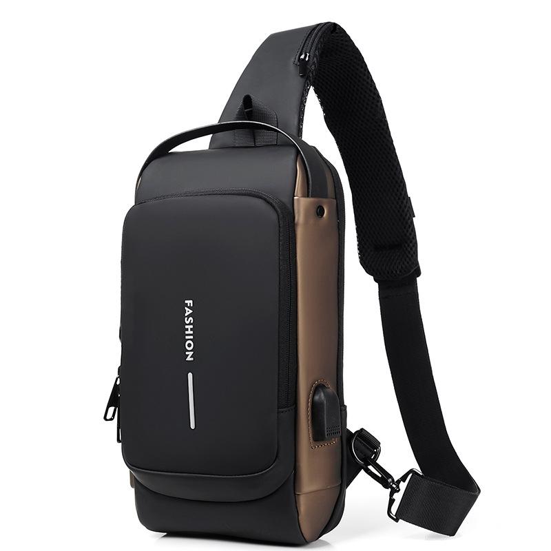 V562-B1072633060DBT-202508282340-00 Anti Theft Men Shoulder Bag With Usb Charging Port - Black Gold - Image 1