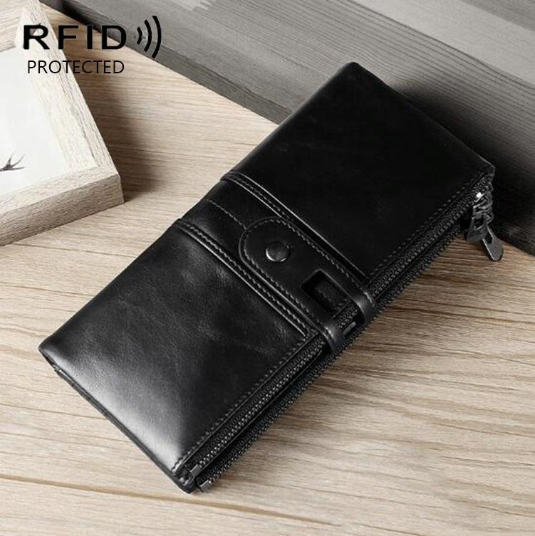 V562-B1085193810DBT-202508281006-00 Secure Leather Wallet with Card Slots - Anti-theft - Black - Image 1