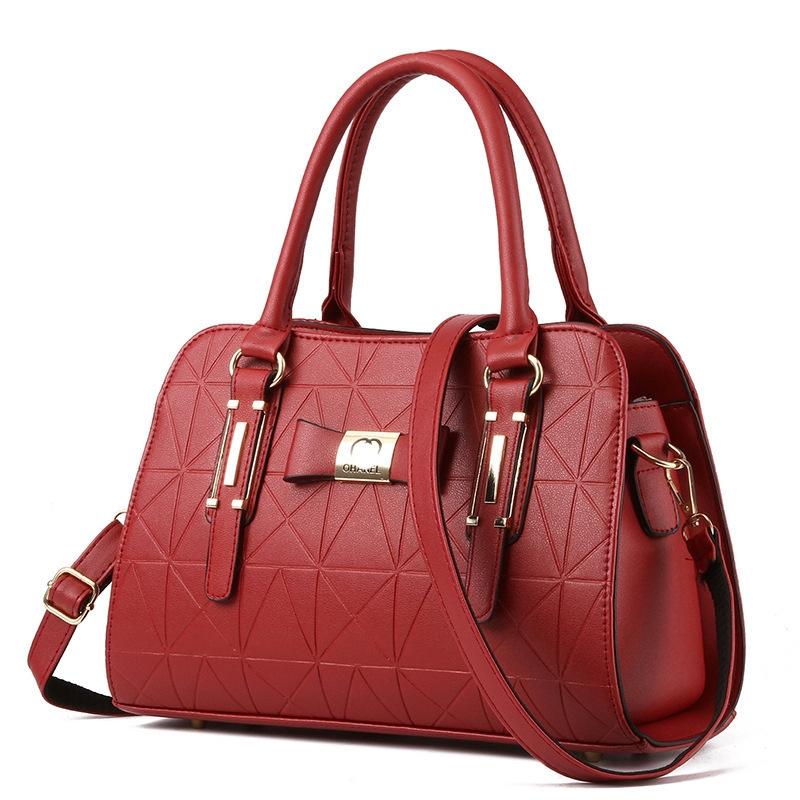 V562-B1088164060DBT-202508291210-00 Embossed Bowknot Shoulder Bag For Women - Burgundy - Image 1