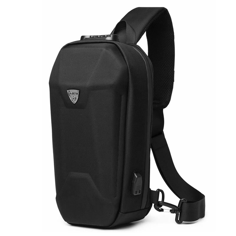 V562-B1089011350DBT-202508282241-00 Waterproof Men Chest Bag Usb Charging Port Anti Theft Oxford Cloth Messenger Bag - Black - Image 1
