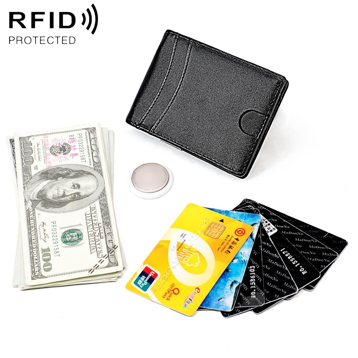 V562-B108988200ADE-202508281935-00 Leather Wallet with Rfid and Tracker Pocket for Men - Black And Black - Image 1