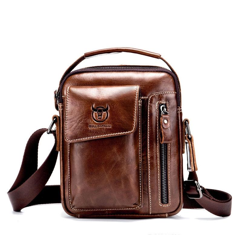 V562-B1092313850DBT-202508291226-00 Soft Leather Messenger Bag For Men - Dark Brown - Image 1