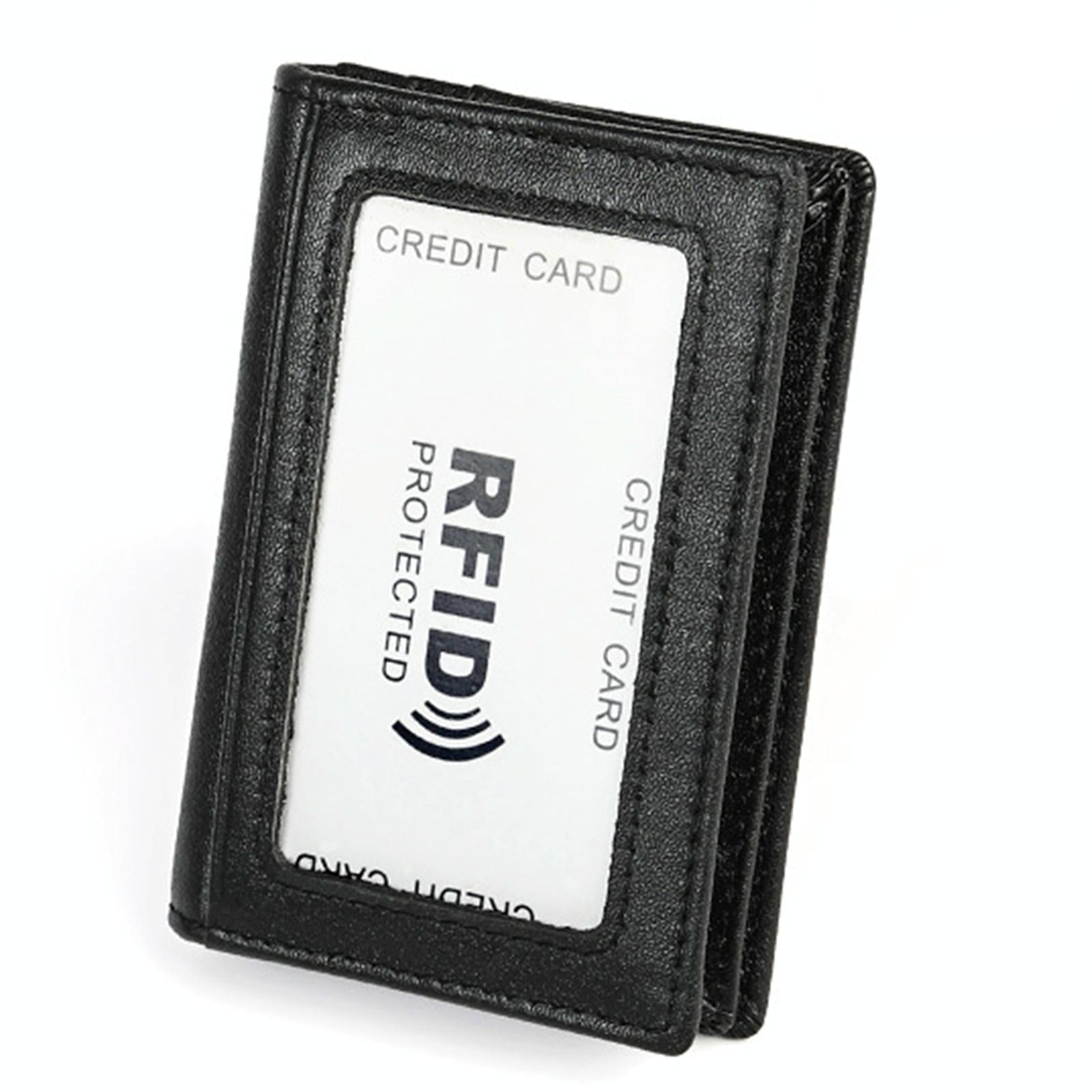 V562-B2801BCC-202508281111-00 Leather Rfid Card Holder Wallet with 5 Slots and Pocket - Black - Image 1
