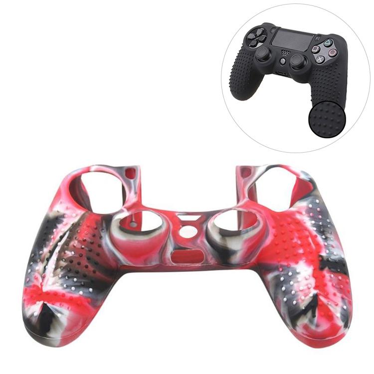 V562-BR1251TN-202508280553-00 Silicone Protective Case for Sony Ps4 - Non-slip - Red + Black - Image 1