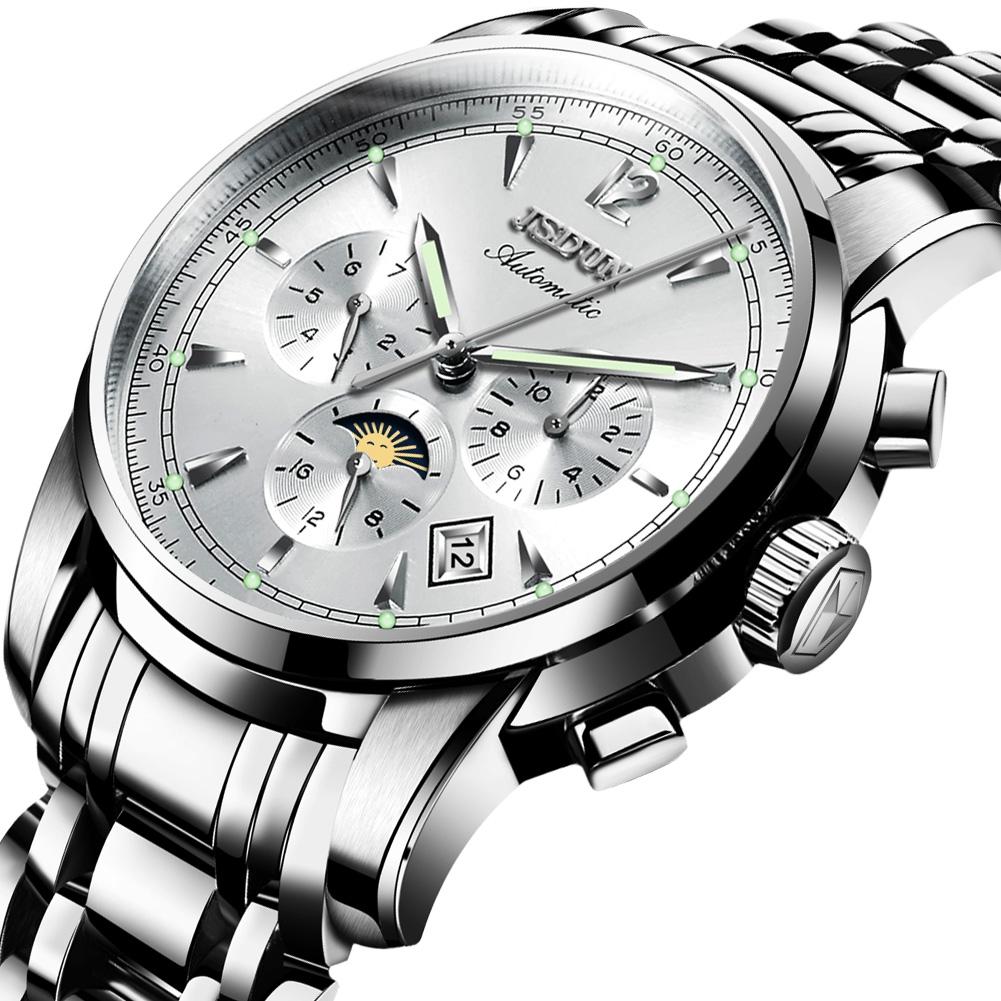 V562-C10027200ADE-202508281715-00 Waterproof Luminous Mechanical Watch for Men - 8750 - Silver White - Image 1