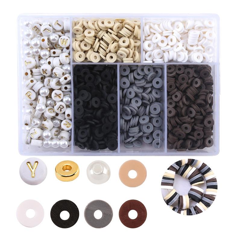 V562-C1003652060DBT-202508290725-00 6 Piece Soft Pottery Beading Set For Diy Bracelets & Necklaces - Black - Image 1