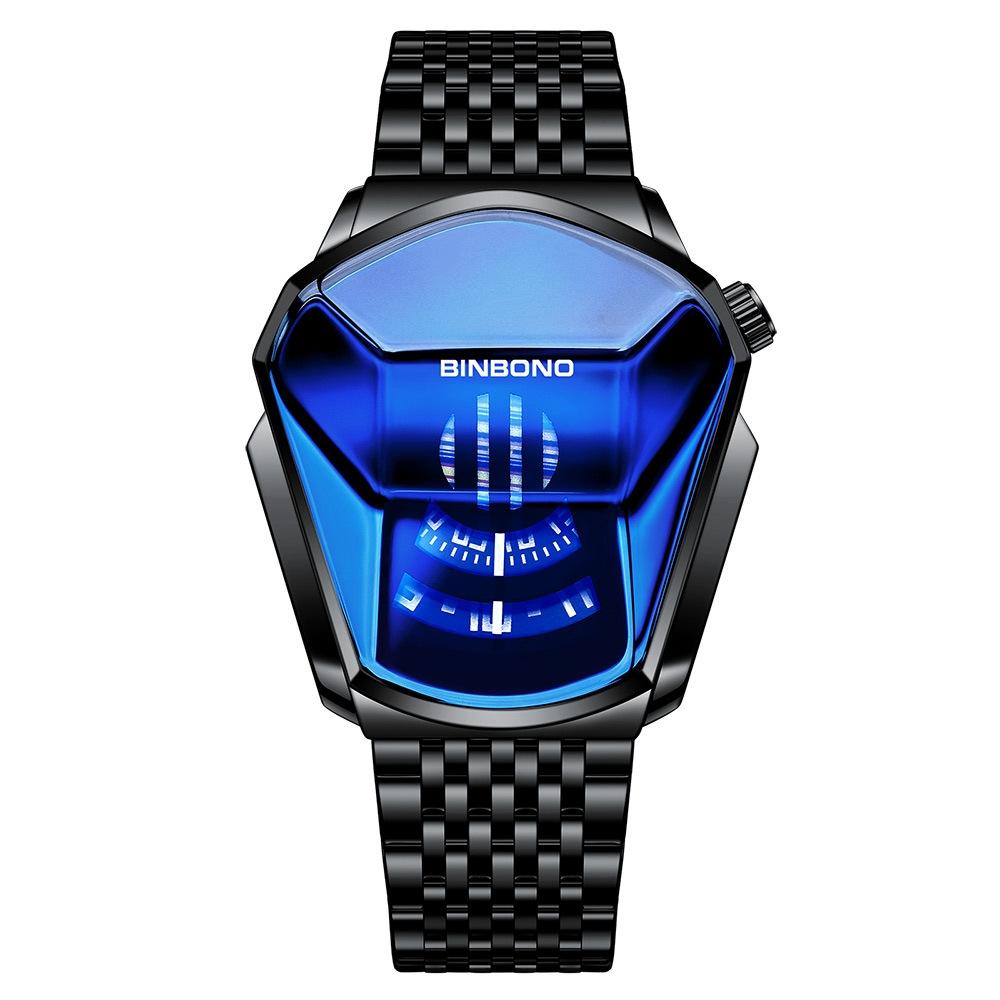 V562-C1005033060DBT-202508282141-00 Black Steel Belt Men Watch with Live Technology - Black Stee Blue Face - Image 1