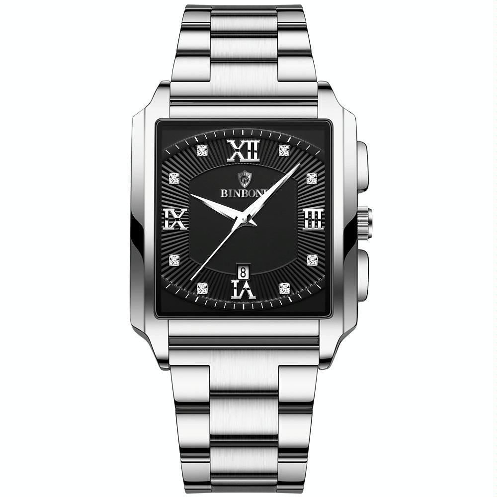 V562-C1013533060DBT-202508281040-00 Waterproof Men Quartz Watch - Rectangular Outdoor Design - White Steel-Black - Image 1