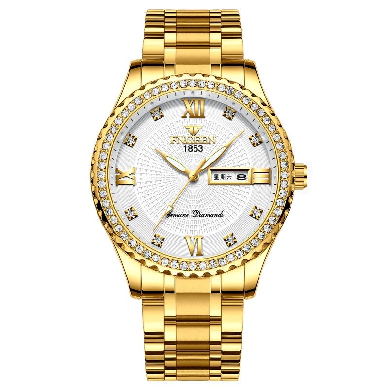 V562-C1020952650DBT-202508271426-00 Men Luminous Quartz Watch - Full Gold with White Face - Image 1