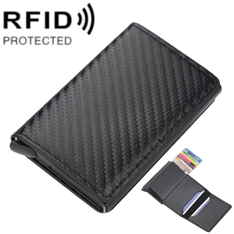 V562-C1051683060DBT-202508281121-00 Rfid-protected Plaid Leather Wallet with Automatic Card Ejector - Black - Image 1